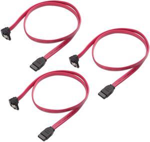 Cable Matters 3-Pack 90 Degree Right Angle SATA III 6.0 Gbps SATA Cable (SATA 3 Cable) Red - 24 Inches