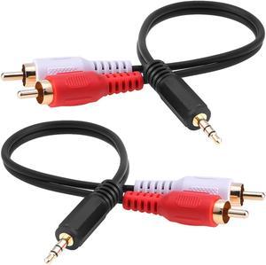 eBoot 3.5mm Audio Cable Male to 2 RCA Male Cable Stereo Audio Y Cable Adapter 6 Inch, 2 Pack
