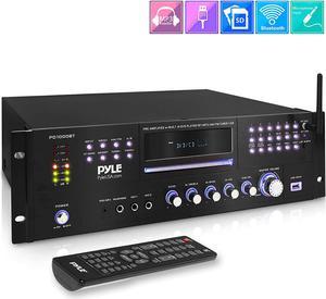 4 Channel Pre Amplifier Receiver - 1000 Watt Rack Mount Bluetooth Home Theater-Stereo Surround Sound Preamp Receiver W/Audio/Video System, CD/DVD Player, AM/FM Radio, MP3/USB Reader - Pyle PD1000BT