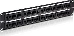 TRENDnet 48-Port Cat5/5e Unshielded Wallmount or Rackmount Patch Panel, Backwards Compatible with CAT 3/4/5 Cabling, TC-P48C5E