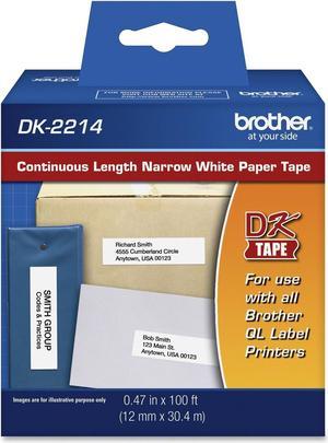 Brother Label Tape Cartridge,  Label Type Indoor Black/White  Paper  DK2214