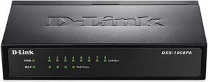 D-Link Fast Ethernet Switch, 8 Port Unmanaged w/ 4 PoE Ports (802.3AF) Desktop Network Internet 10/100 Plug n Play (DES-1008PA)