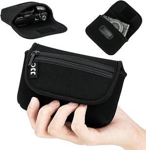 Compact Camera Case Pouch for Sony RX100 VII VA VI V IV III II Canon G7X III II G9X II SX740 SX730 SX720 Ricoh GRIII GR3 GRII Olympus TG-6 TG-5 TG-4 TG-3, w/Zippered Pocket & Battery Pocket - Black