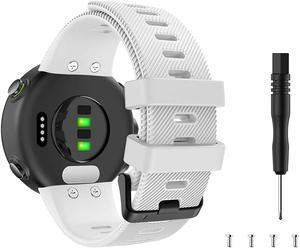 MoKo Band Compatible with Garmin Forerunner 45/Forerunner 45S/Swim 2, Soft Silicone Adjustable Replacement Strap, White