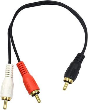 Poyiccot RCA Splitter 1 RCA Male to 2 RCA Male Stereo Audio Cable, RCA to 2RCA Subwoofer Cable RCA Y Splitter Audio Cable, 2RCA to 1RCA Bi-Directional RCA Y Adapter Cable - 25cm/10inch