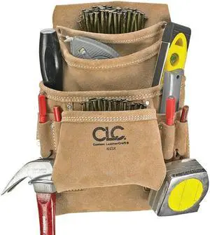 Clc Tan Nail and Tool Pouch, Suede Leather, Fits Belts Up To (In.): 2-3/4 I923X