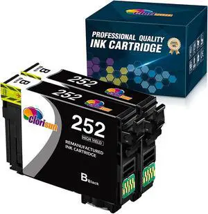 Ink Cartridge Replacement For Epson 252 T252 For Workforce Wf-7110 Wf-7710 Wf-7720 Wf-3640 Wf-3620 Printer (Black, 2-Pack)