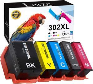 Ink Cartridges Replacement For Epson 302 302Xl T302Xl 5-Pack(Bk/Pb/C/M/Y) For Expression Premium Xp-6000 Xp-6100 Printer (T302Xl020,T302Xl120,T302Xl220,T302Xl32..
