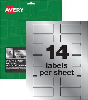 Avery PermaTrack Metallic Asset Tag Labels, 1-1/4" x 2-3/4", 112 Asset Tags (61528)