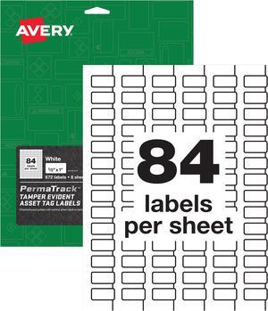 Avery PermaTrack Tamper-Evident Asset Tag Labels, 1/2" x 1", 672 Asset Tags (60534)