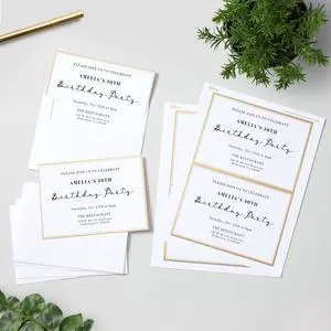 Avery Matte White Invitation Cards with Metallic Gold Borders, 5" x 7", 30 Blank Greeting Cards (3325)