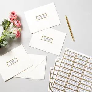 Avery Matte White Address Labels with Metallic Gold Borders, 1" x 2-5/8", 300 Blank Address Labels (6540)