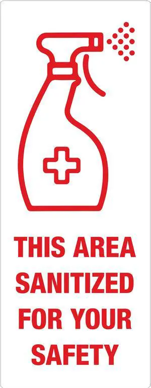 Avery "Area Sanitized" Signs, 3-1/4" x 8-3/8", 15 Decals (83080)