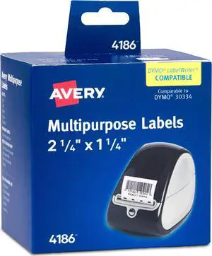 Avery Thermal Roll Labels, 2.25" x 1.25", 1,000 White Labels (4186)