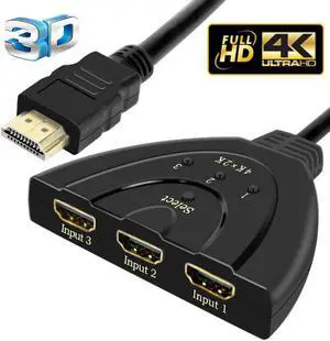 3 Port Auto HDMI Switch Switcher Splitter Hub Box Adapter HD 4K x 2k HDTV 3 Port Auto HDMI Switch Switcher Splitter Hub Box Adapter HD 4K x 2k HDTV
