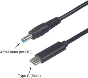 USB Type C PD Charging Cable Cord 19.5V 4.5*3.0mm Blue Tip Male Plug Converter DC Power Adapter Charger for HP 65W or below Laptops