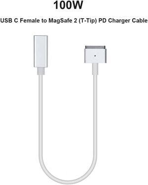100W USB C Type C Female to Magsafe 2 T-Tip Power Adapter PD Charger Cable for Apple MacBook Pro 13inch 15in 17inch with Retina Display ((Mid 2012 & After) A1398 A1424 MD506LL/A
