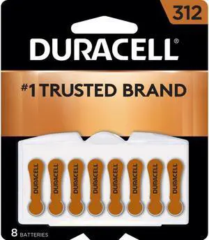 DURACELL Hearing Aid Easy Tab 312 Zinc Air Battery, 8-pack