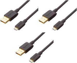 USB 20 AMale to Micro B Charger Cable 3 Pack 3 feet Black