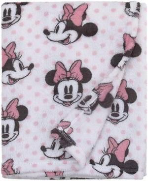 Minnie Mouse Pink White And Black Super Soft Plush Baby Blanket Pink White Black
