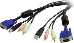 10Ft 4-In-1 Usb Vga Kvm Cable W/ Audio And Microphone Usbvga4n1a10