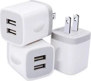 USB Plug USB Wall Charger 3 Pack Dual Port USB Electrical Plug Cube 5V 2.1A Charging Block USB Outlet Plugs Compatible iPhone 11 XS X 8 7 LG V30 G8 Samsung S20 S10+ S9 S8 Note 9 8 Moto G6
