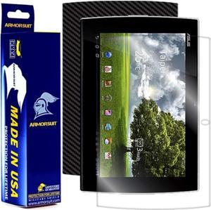 Militaryshield Black Carbon Fiber Skin Wrap Film + Hd Clear Screen Protector For Asus Eee Pad Slider Sl101 TabletAnti-Bubble Film