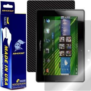 Militaryshield Black Carbon Fiber Skin Wrap Film + Hd Clear Screen Protector For Blackberry PlaybookAnti-Bubble Film