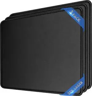 [35% Larger] Gaming Mouse Pad 12x10x1/8. Delicate Stitched Edges & Non-Slip Natural Rubber Base, Premium-Textured & Waterproof Mousepad, Mouse Mat for Computer, Laptop, PC, Office & Home, Black