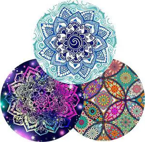 Mouse Pad Cute Circular Mousepad with Design Beautiful Parttern Mouse Pads with Stitched Edge 7.9X7.9 Inch Small Mouse Mat for Laptop and Computer(Mandala 3Pack)