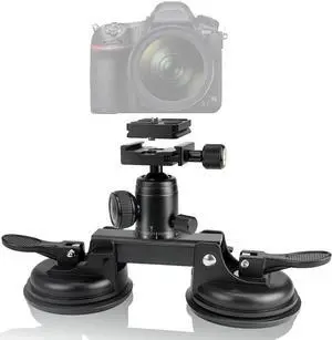 Heavy Duty (20 lbs Load) DSLR Mirorrless Camera Suction Cup Car Mount Camcorder Vehicle Holder w/ 360°Panorama Ball Head + Quick Release Plate Compatible with Nikon Canon Sony RED BM