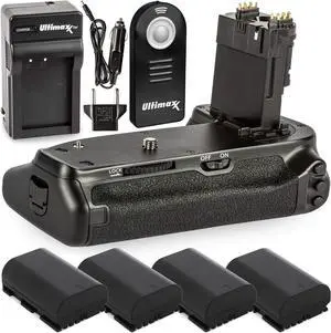 Battery Grip Replacement for BG-E21 for Canon EOS 6D Mark II DSLR Camera with Deluxe Accessory Bundle  Includes: 4X Extended Life LP-E6 Batteries with Charger and Wireless Shutter Remote