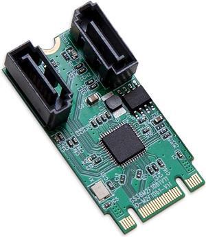 M.2 B+M Key 22x42 PCIe Bus to 2 Ports SATA 6 G III RAID Expansion Card Chipset ASM1061R, M.2 M-Key/B-Key SI-ADA40126
