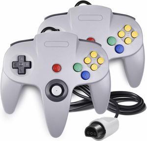 Gray 2 Pack N64 Controller Classic Gamepad Joystick for Nintendo 64 Game Console