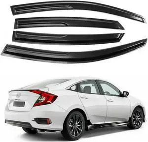 For 2016-2020 Honda Civic Sedan 4pcs Smoke Window Sun Rain Visors Wind Defectors