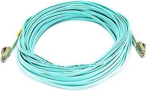 Monoprice Fiber Optic Cable - 15 Meter - Aqua | LC to LC, OM3, 50/125 Type, Multi Mode, 10Gb, Duplex