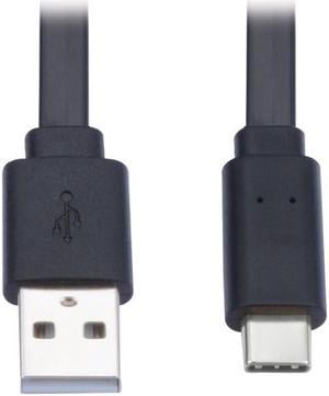 TRIPP LITE U038-006-FL USB-A TO USB-C FLAT CABLE - M/M, USB 2.0, THUNDERBOLT 3 COMPATIBLE, BLACK, 6 FT.