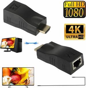 2Pcs 4K 1080P HDMI Extender to RJ45 Over Cat 5e/6 Network LAN Ethernet Adapter