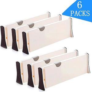Drawer Dividers 11"-17" Expandable Adjustable Dresser Drawer Organizers Divider for Clothes, Silverware and Utensils fit Kitchen, Bedroom, Bookcase, Baby Drawer with Instructions (6 Pack)