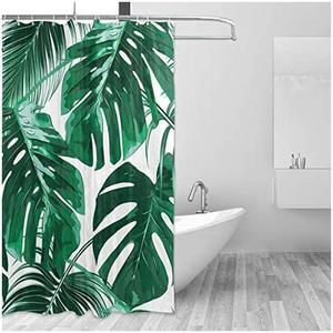 Palm Tree Shower Curtain for Bathroom Green Tropical Hawaii Fabric Shower Curtain Set Jungle Leaves Backdrop 12 Hooks Waterproof Polyester Washable for Old Bathroom 60x72 inch