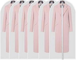 Hanging Garment Bag Lightweight Suit Bags (Set of 6) with Study Full Zipper for Closet Storage and Travel,Clear Plastic Cover for Clothes Storage Suits Dress (24x55-6pcs)