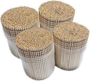 Ornate Wooden Toothpicks - 2000 Pieces Cocktail, Sturdy Safe Large Round Storage Box, 4 Packs of 500 Party Appetizer Olive Barbecue Fruit Teeth Cleaning Art Crafts