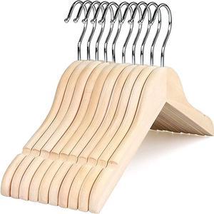 Natural Wood Shirt and Dress Kids Hangers 10-Pack