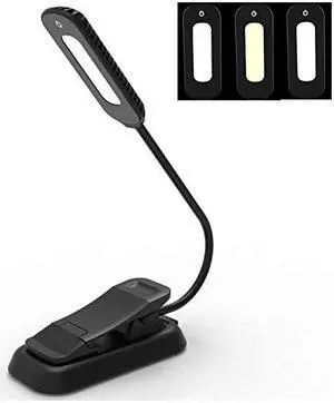 Book Light,  12 LED USB Rechargeable Reading Light with 3-Level Brightness for Eye Protection Night Reading Lamp
