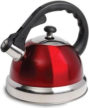 Claredale Stainless Steel Whistling Tea Kettle, 2.2 Quarts, Red