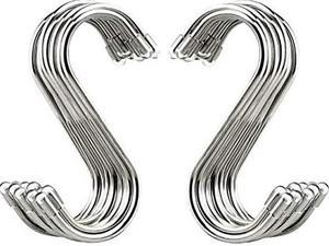 20 Pack 3.4" S Shaped Hooks Stainless Steel Metal Hangers Hanging Hooks for Kitchen, Work Shop, Bathroom, Garden
