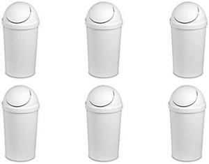 10838006 3 Gallon/11.4 Liter Round SwingTop Wastebasket, White, 6-Pack