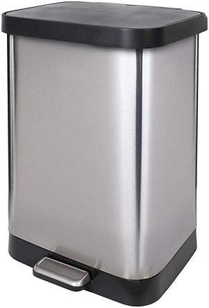 GLD-74506 Stainless Steel Step Trash Can with Clorox Odor Protection | Large Metal Kitchen Garbage Bin with Soft Close Lid, Foot Pedal and Waste Bag Roll Holder, 13 Gallon