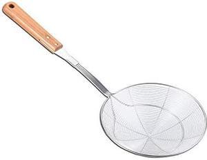 Stainless Steel Wire Food Strainer Skimmer, Bamboo Handle (M Size, 6.3 Inch)