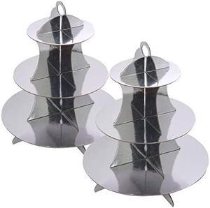 Silver Cardboard Cupcake Stand/Tower 2-Set (2, Silver)